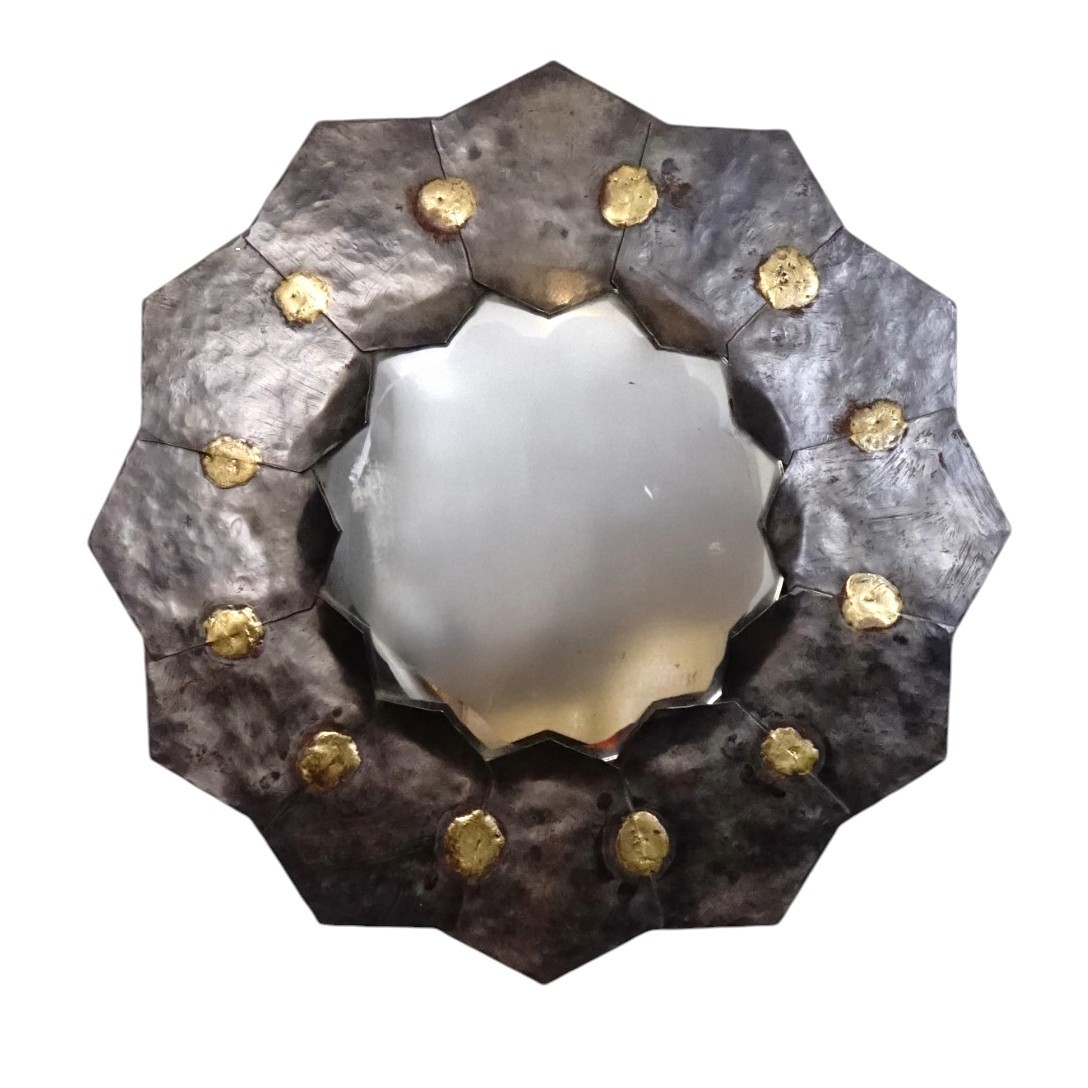 Broche Vintage Triangulaire En Métal Doré Avec Oxydes - Années 1950-1960 - Sans Marque