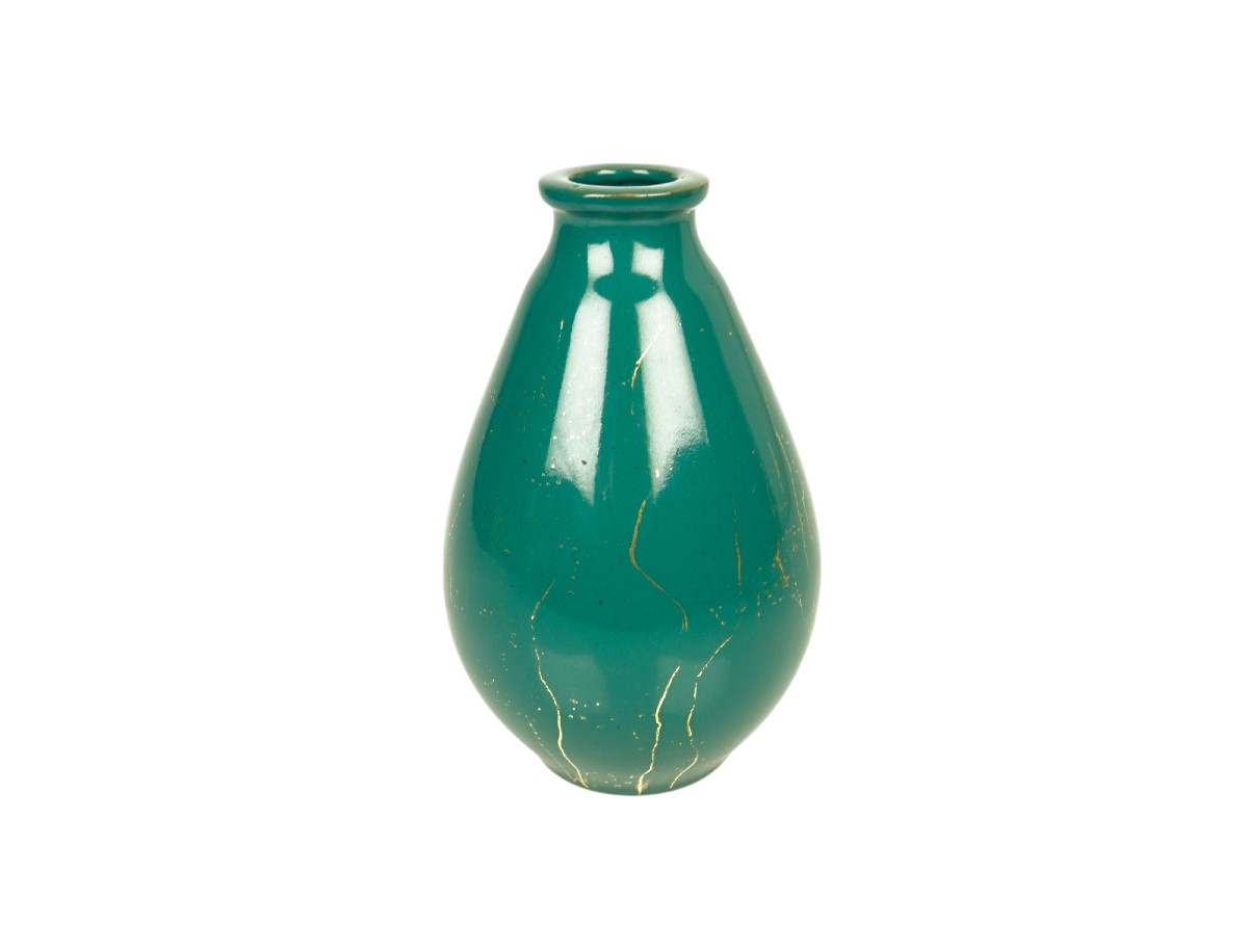 Green Ceramic Vase By Lucien Brisdoux