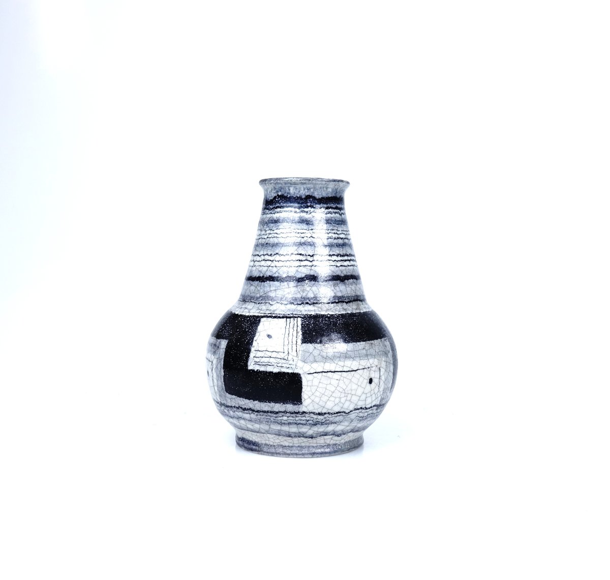 Glazed Stoneware Vase With Swollen Belly By Fritz Hudler -photo-2