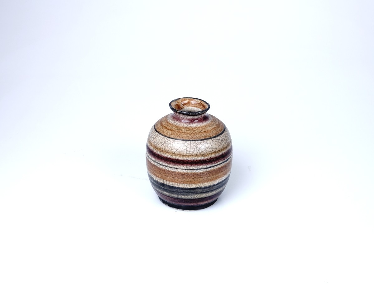 Glazed Stoneware Ball Vase By Fritz Hudler