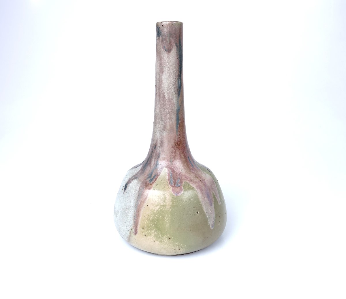 Vase à panse renflée et long col en céramique émaillée par Charles GREBER-photo-2