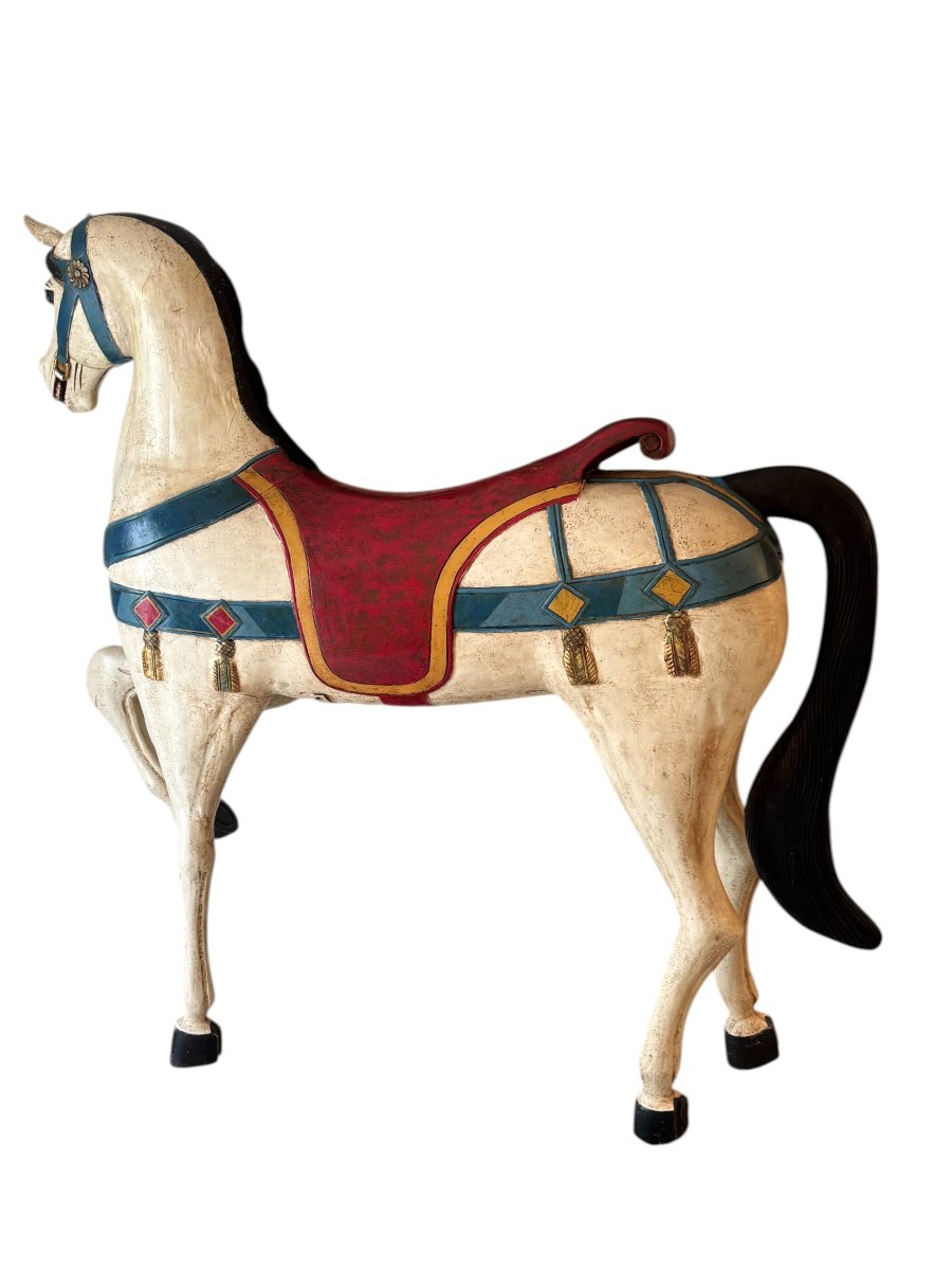 Cheval de manège en bois peint dans l'esprit de Friedrich HEYN-photo-2