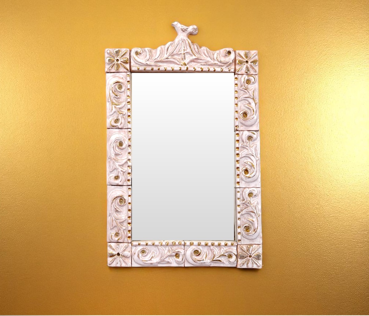 Large Ceramic Bird Mirror, 1970s
