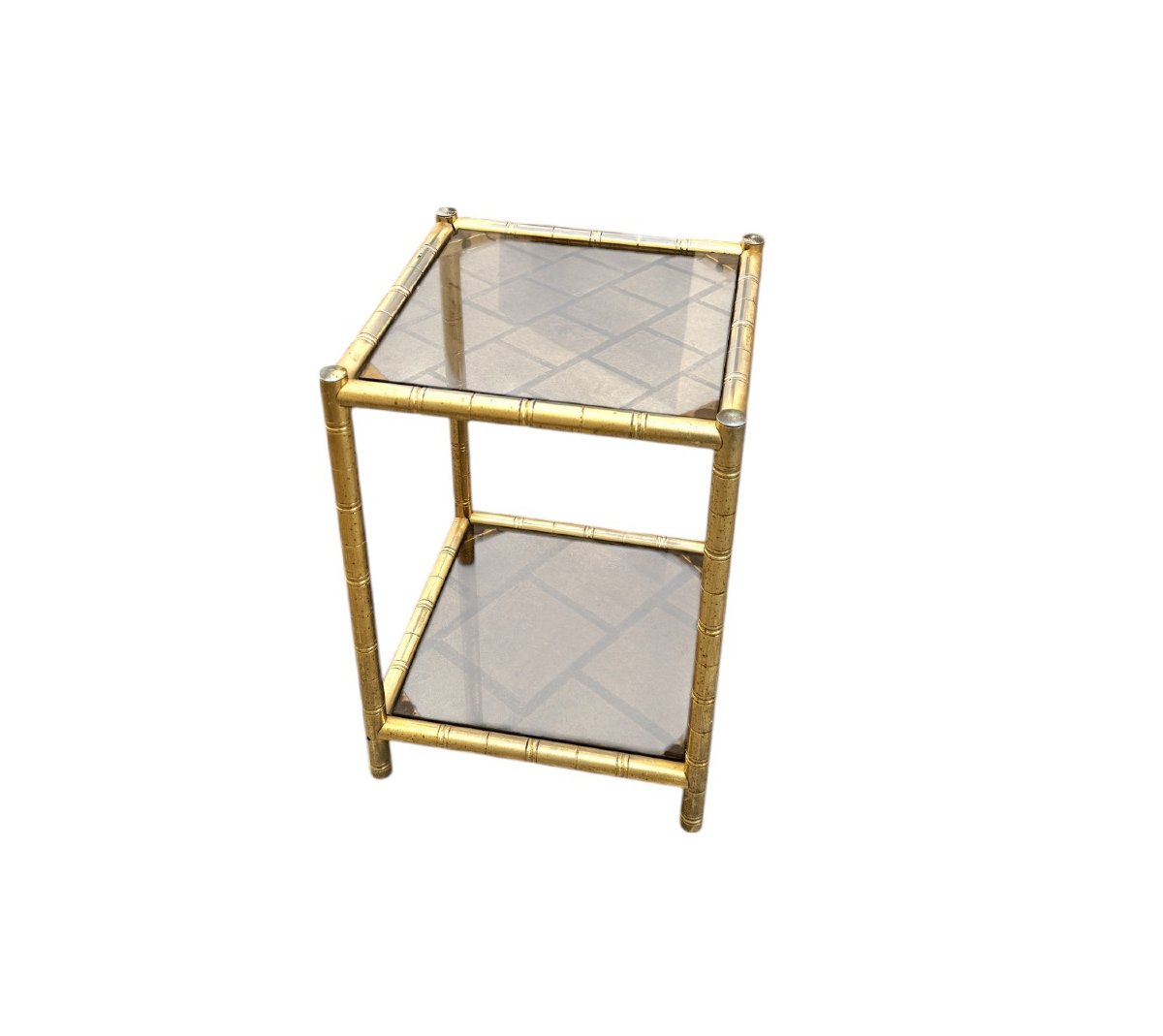 Paire de tables bouts de canapé bambou dans l'esprit de la Maison Jansen-photo-2