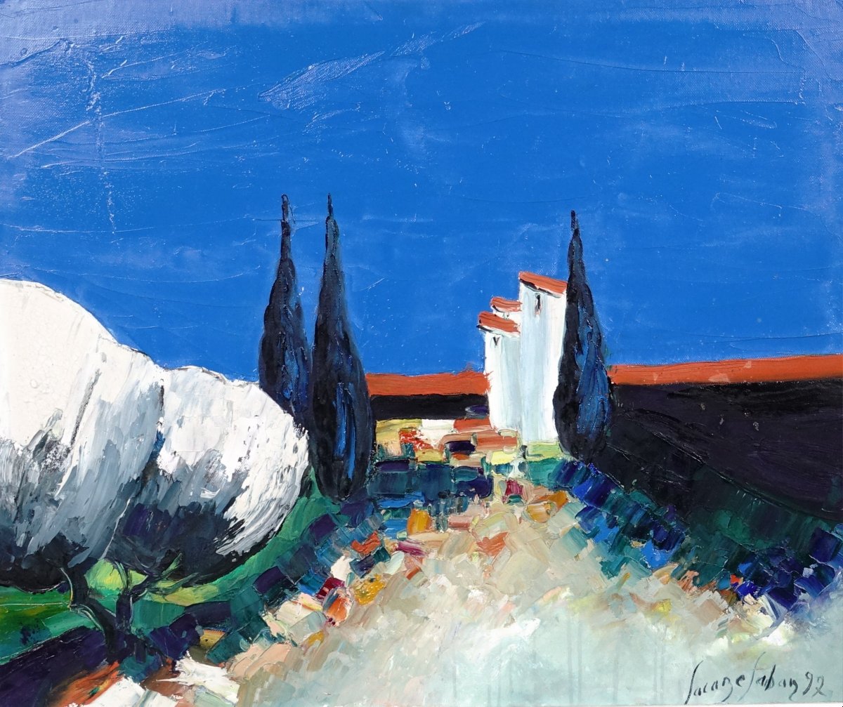 "provençal Landscape", Painting By Jean-louis Lacaze-laban-photo-2