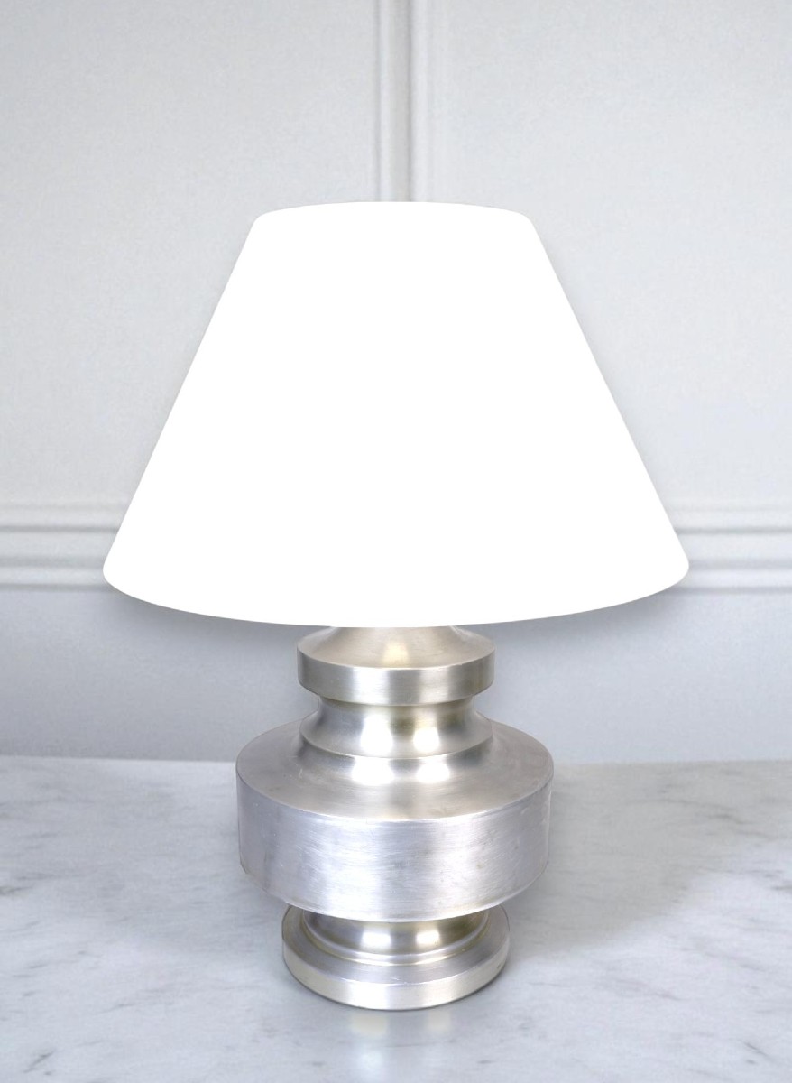 Lampe en métal brossé des années 1970
