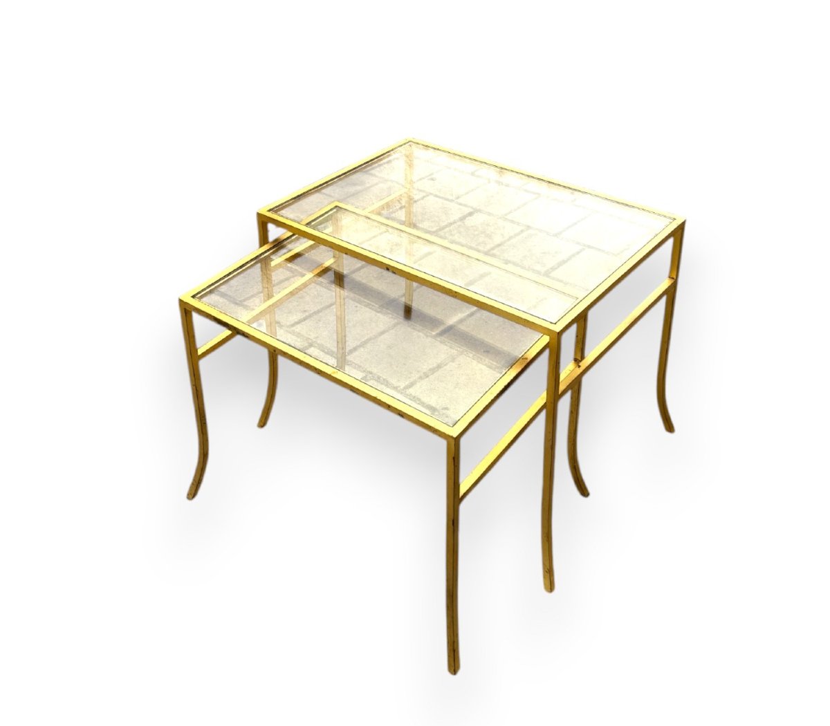 Suite de deux tables gigogne attribuée à Henri Pouenat pour la Maison Ramsay-photo-4