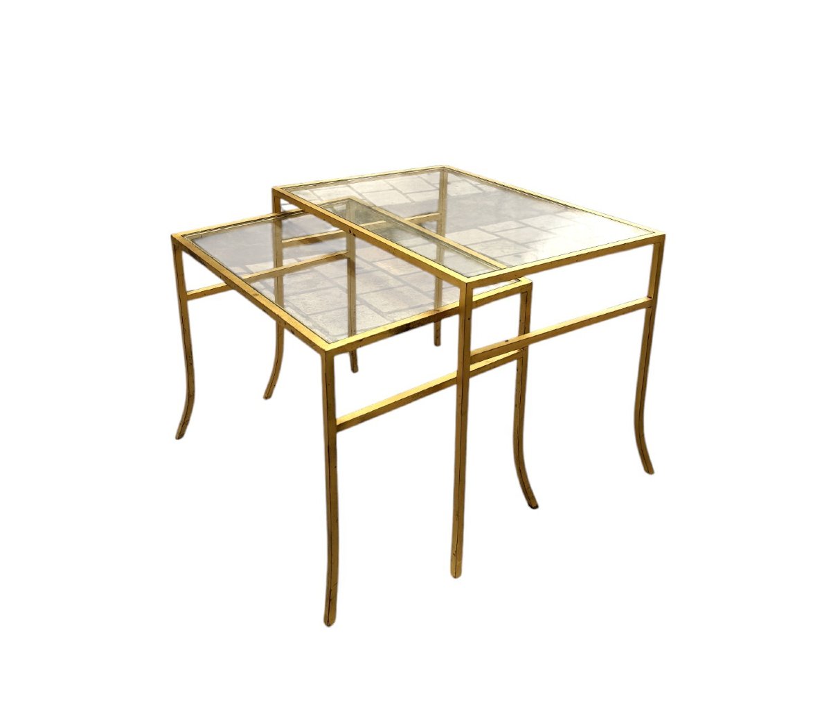 Suite de deux tables gigogne attribuée à Henri Pouenat pour la Maison Ramsay-photo-3