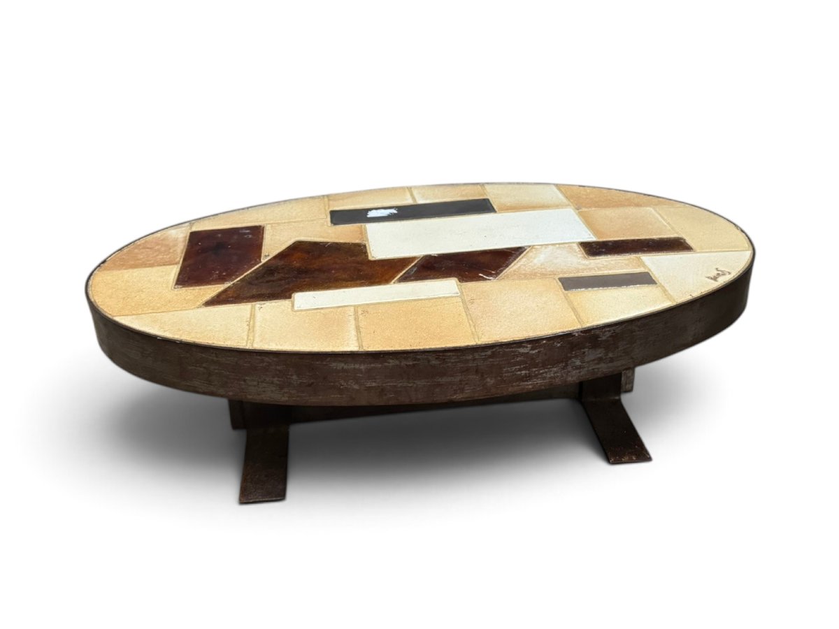 Table basse ovale en céramique par Emmanuel BARROIS-photo-2