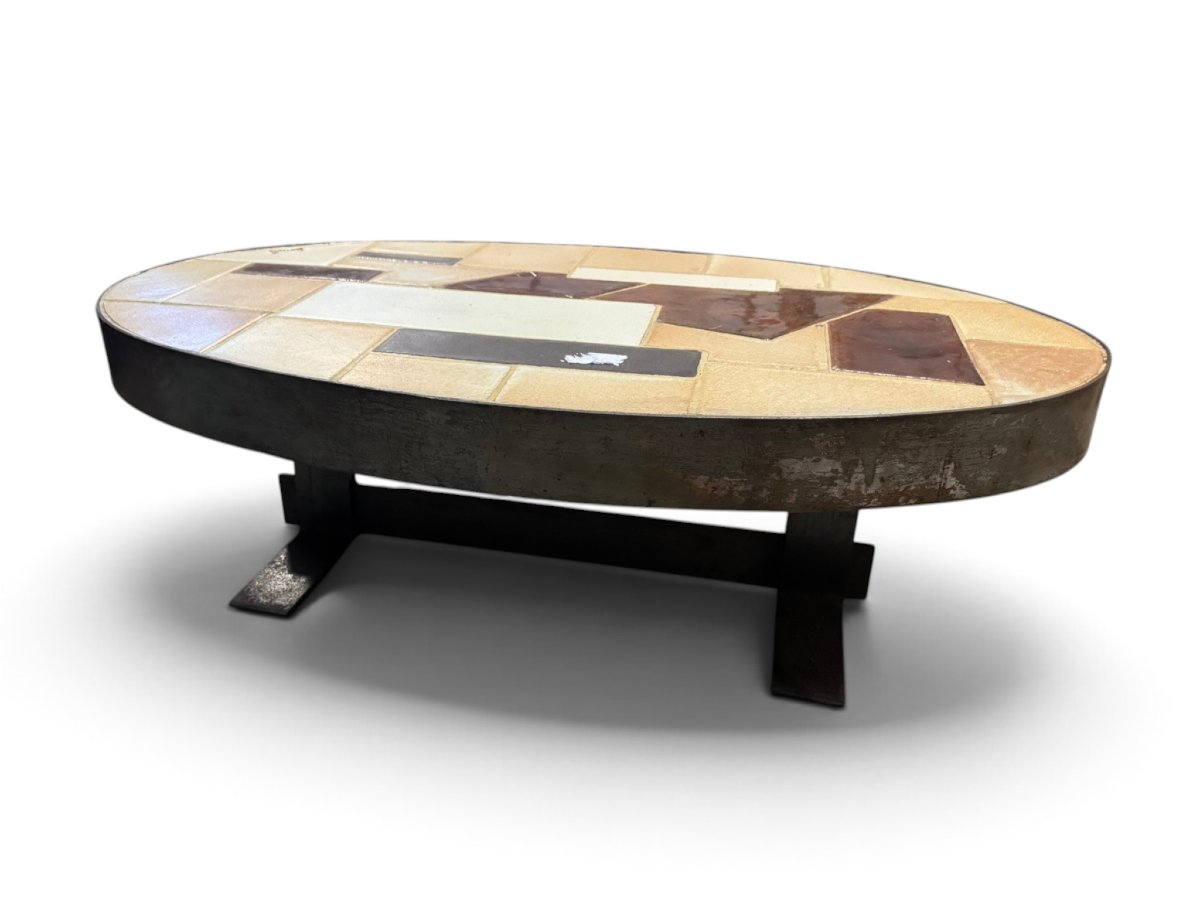 Table basse ovale en céramique par Emmanuel BARROIS-photo-3