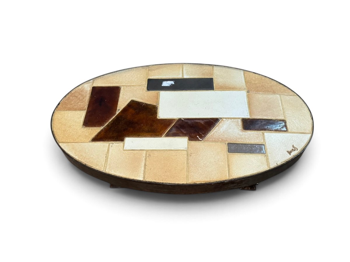 Table basse ovale en céramique par Emmanuel BARROIS-photo-1