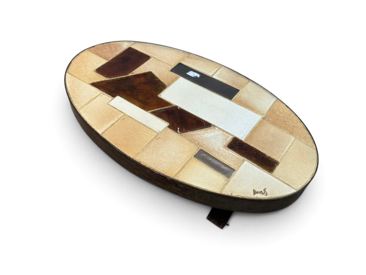 Table basse ovale en céramique par Emmanuel BARROIS-photo-3
