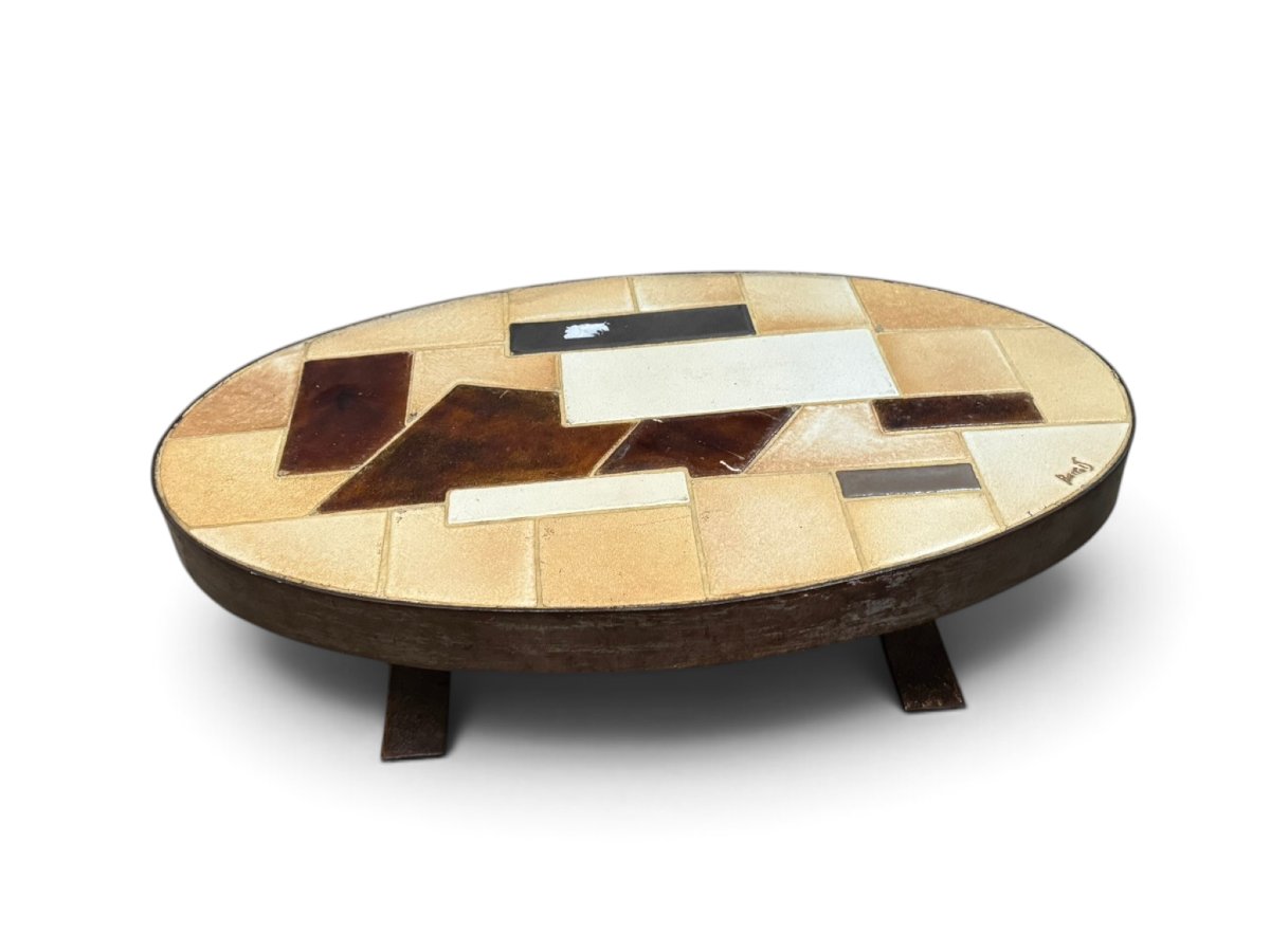 Table basse ovale en céramique par Emmanuel BARROIS