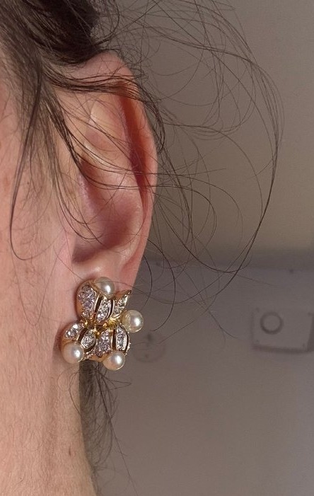 Paire de clips d'oreille "fleur" NINA RICCI-photo-2