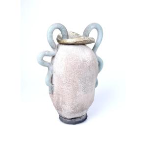 Vase à anses serpentines en raku par François BELLIARD