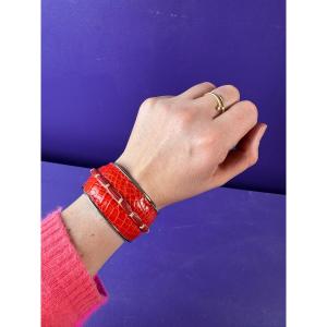 Bracelet manchette en cuir et métal TOD'S