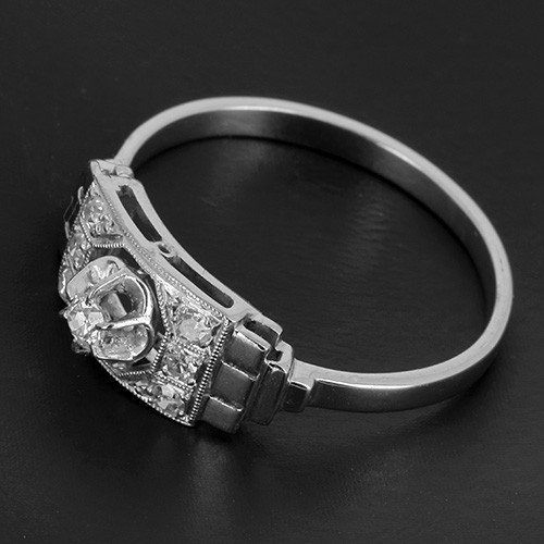 Bague Art Déco en or blanc 750‰ et diamants -photo-2