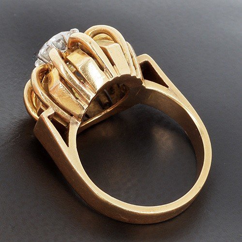 Dome Ring In 750 ‰ Yellow Gold And Old Cut Diamond - B10286-photo-3