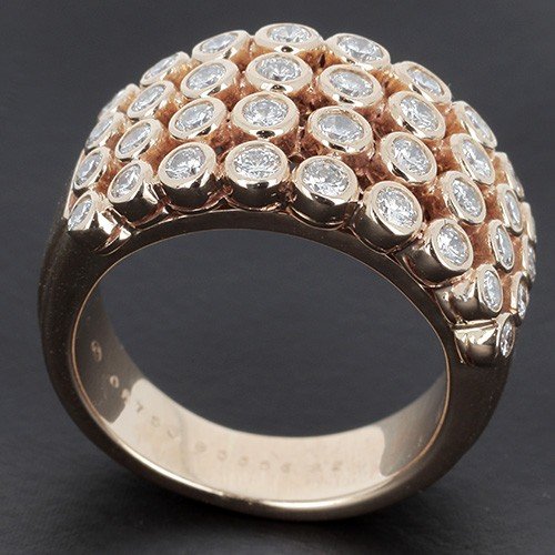 Bague Vintage Van Cleef & Arpels En Or Jaune 750 ‰  Motif Perlé 36 Diamants Pour 1.50cts B10421-photo-2