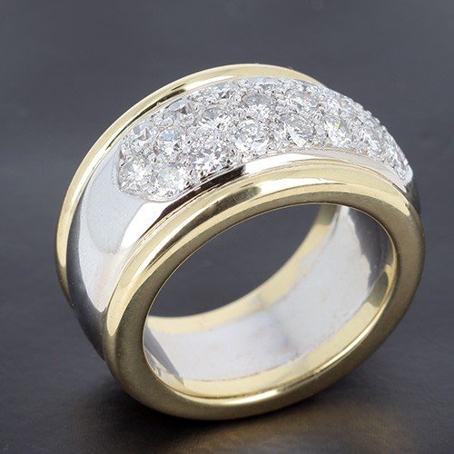 Bague 2 Ors 750 ‰ Présentant Un Ensemble De 22 Diamants Taille Brillant Pour 2,20 Ct -b10525-photo-3
