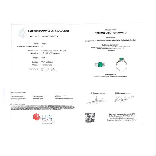 750‰ White Gold Ring With A 3.60 Ct Colombian Emerald And Diamonds - B10513-photo-4