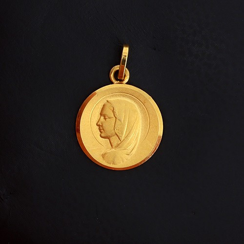Medal Of The Virgin With Veil In Yellow Gold 750‰ -b10697
