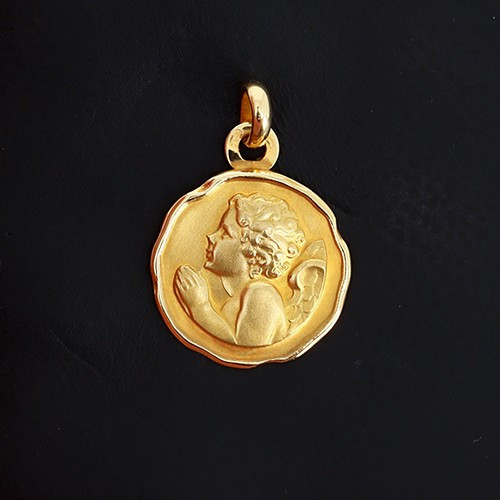 Médaille Ange en prière en or jaune 750‰  B10698