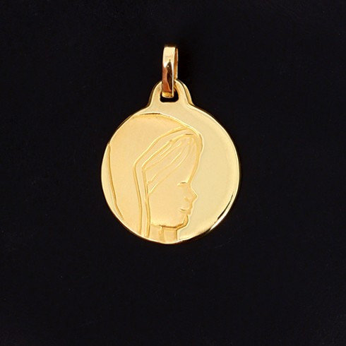 Angel Child & Lamb Medal In Yellow Gold 750‰ - B10701