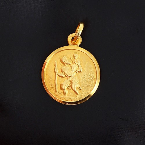 Saint Christopher Medal In Yellow Gold 750‰ - Patron Saint Of Travelers - B10704