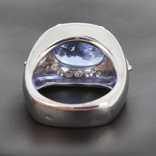 Ring In White Gold 750 ‰ Cushion-cut Unheated Ceylon Sapphire And Diamonds- B10523-photo-3