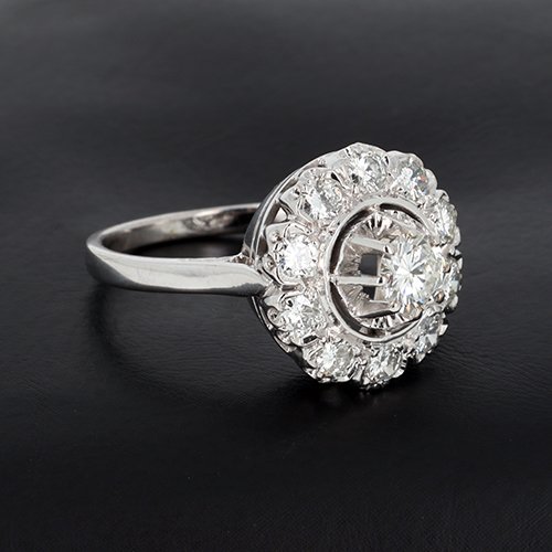 Halo Ring In White Gold 750‰ Diamonds -b10718-photo-2