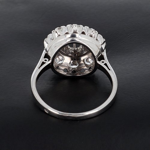 Halo Ring In White Gold 750‰ Diamonds -b10718-photo-3