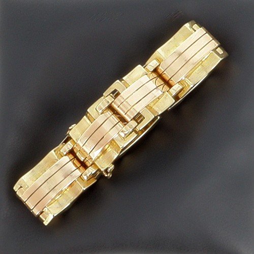 Bracelet Tank 2 Ors ( Or Jaune Et Rose)  750 ‰ - B10157