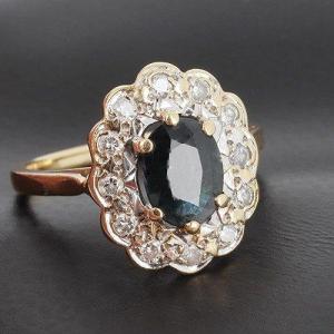 Marguerite In 750 ‰ Yellow Gold Sapphire And Diamonds - B10270