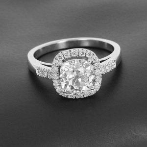 Solitaire En Or Blanc 750 ‰ Et Diamant Taille Ancienne De 1,83 Ct Certifié Hrd - B10386