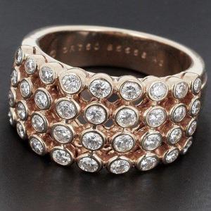Bague Vintage Van Cleef & Arpels En Or Jaune 750 ‰  Motif Perlé 36 Diamants Pour 1.50cts B10421