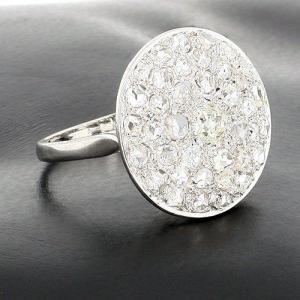 Art Deco Period Platinum Button Ring With Rose-cut Diamonds - B10714