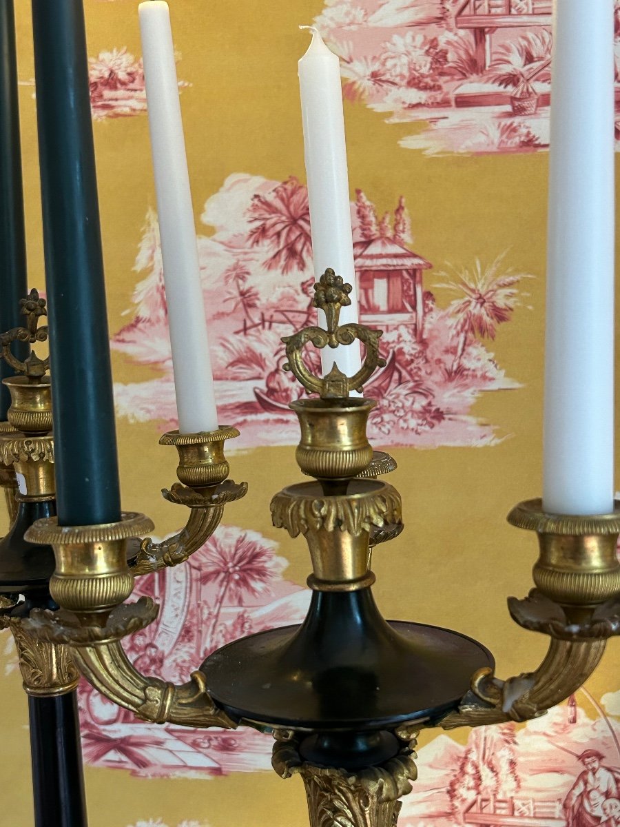 Pair Of Large Candelabra With 4 Branches From The Restoration Period-photo-1