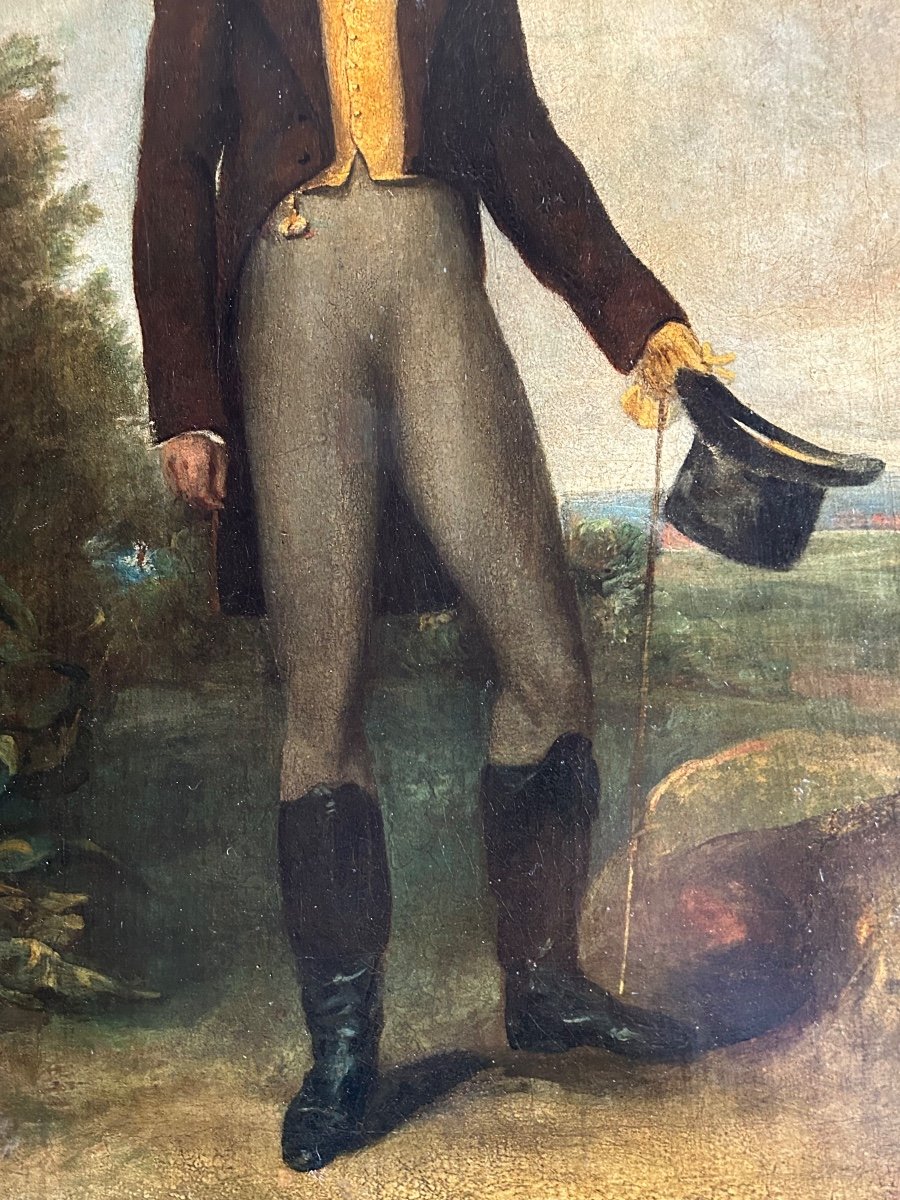English School: Oil On Canvas Representing An English Gentleman Around 1800.-photo-3