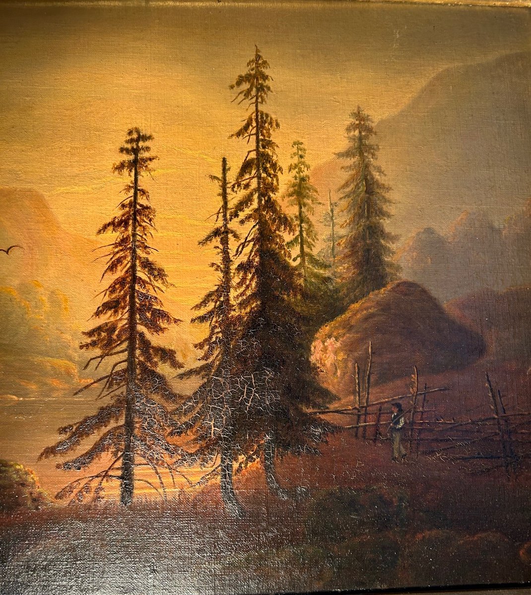 « Paysage d’un lac au Crépuscule »A. Gabrielo For -1879-photo-3