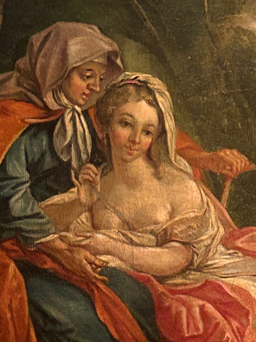 « vertumne Et Pomone » Hst 19e , Reprise De François Boucher (1749)-photo-2