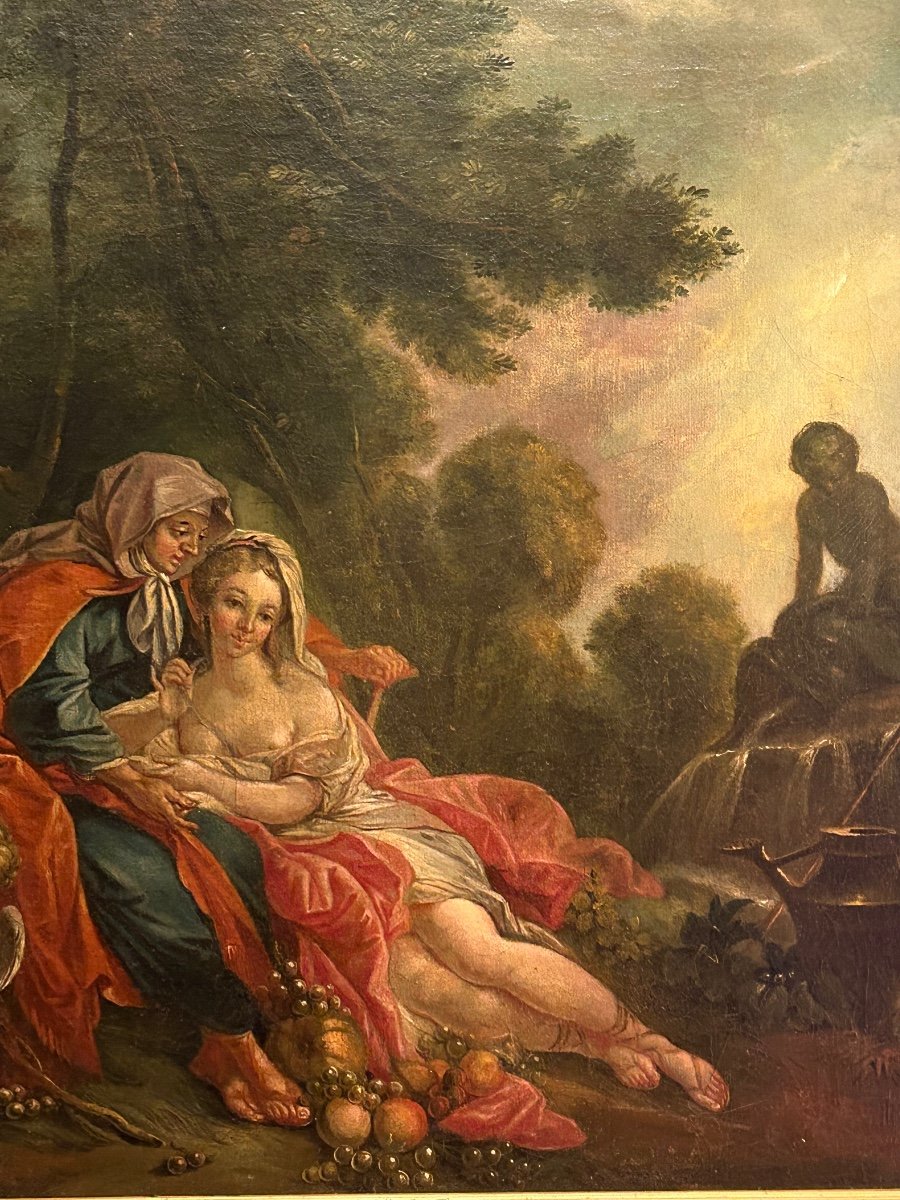 « vertumne Et Pomone » Hst 19e , Reprise De François Boucher (1749)-photo-3