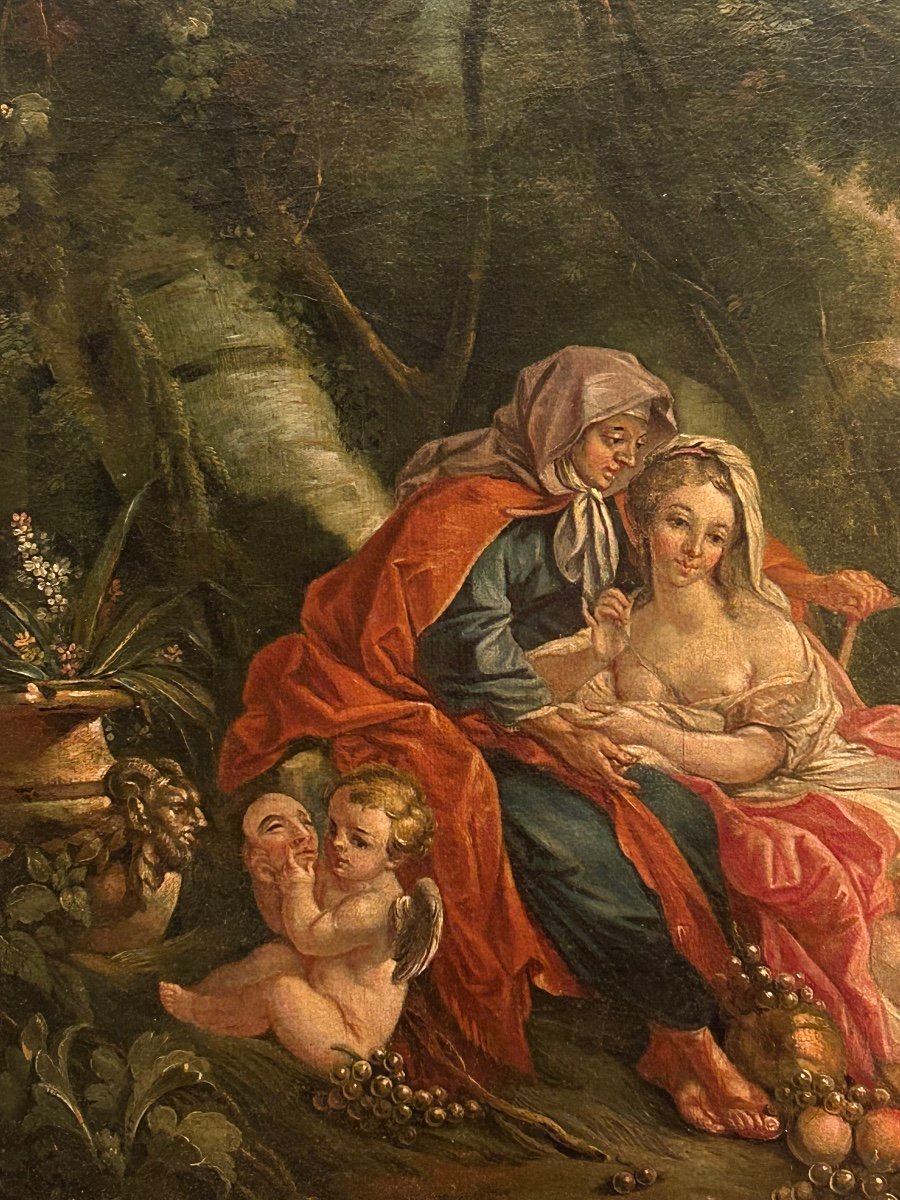 « vertumne Et Pomone » Hst 19e , Reprise De François Boucher (1749)-photo-4