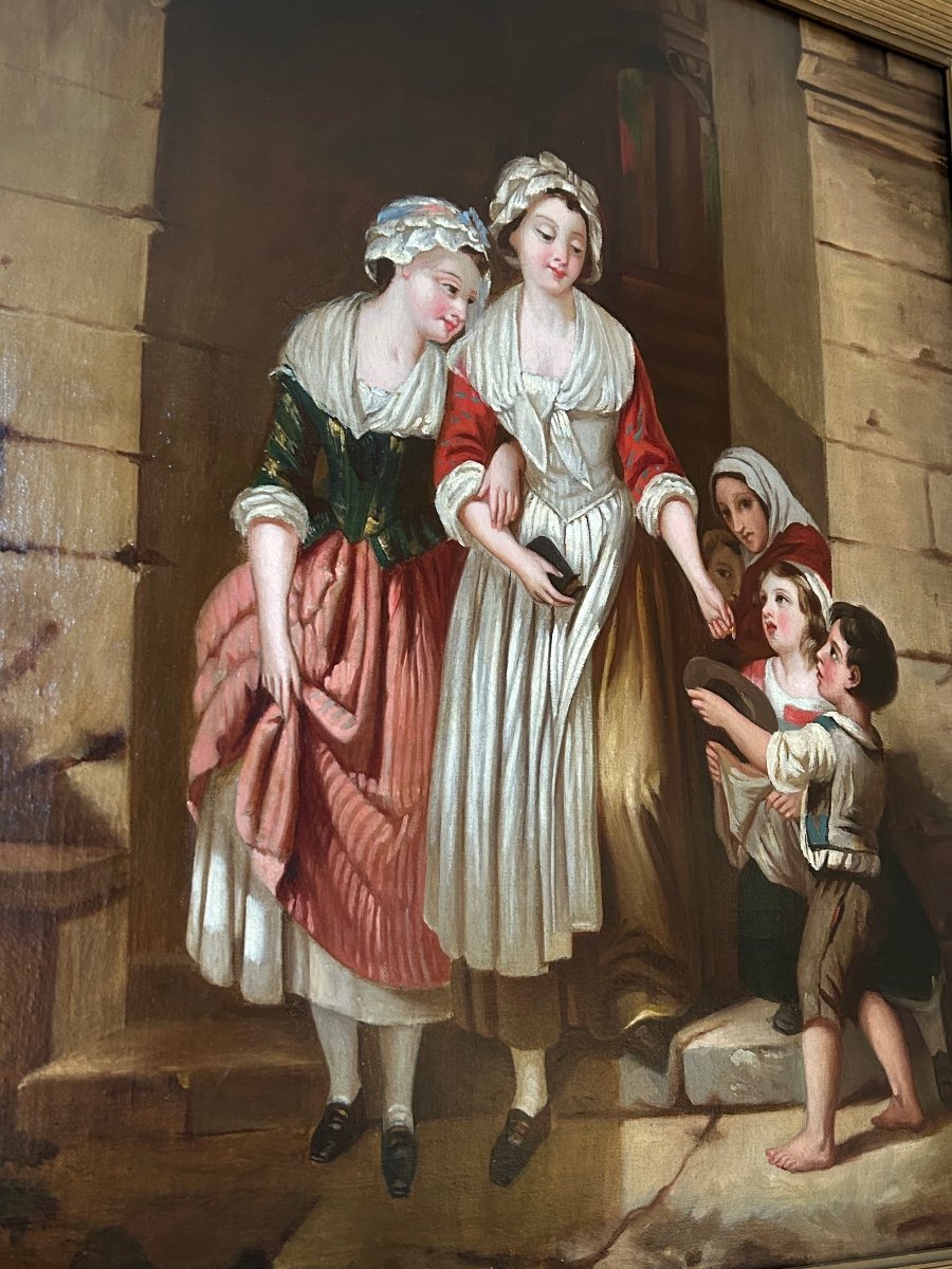 « la Sortie De La Messe » école Française Dans Le Goût De Greuze-photo-2