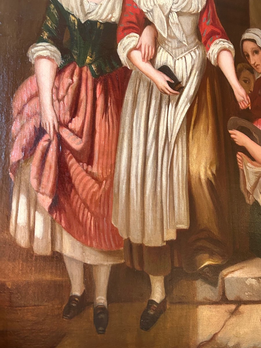 « la Sortie De La Messe » école Française Dans Le Goût De Greuze-photo-1