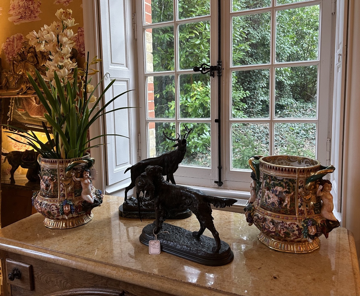 Pair Of Capodimonte Porcelain Planters From The 19th Century.-photo-8