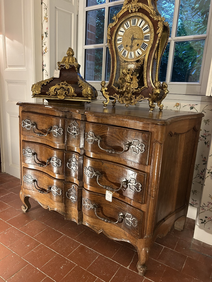 Louis XV Period Oak Chest Of Drawers With Beautiful Steel Ironwork -photo-6