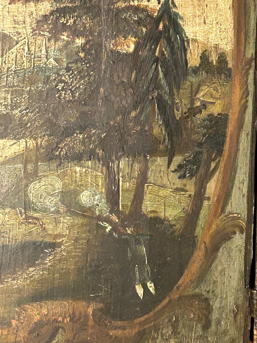 Rare Painted Wooden Furniture, Swiss Cabinet With Two Bodies From The 18th Century -photo-1