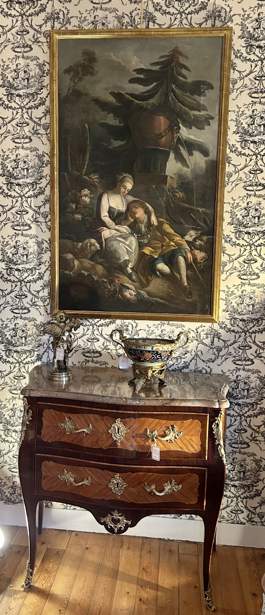 Oil On Canvas, 18th Century Pastoral.-photo-3