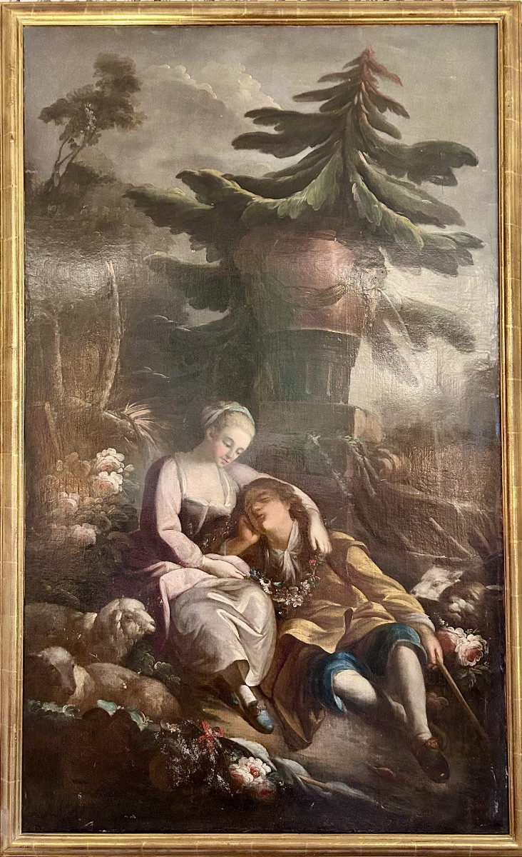Oil On Canvas, 18th Century Pastoral.